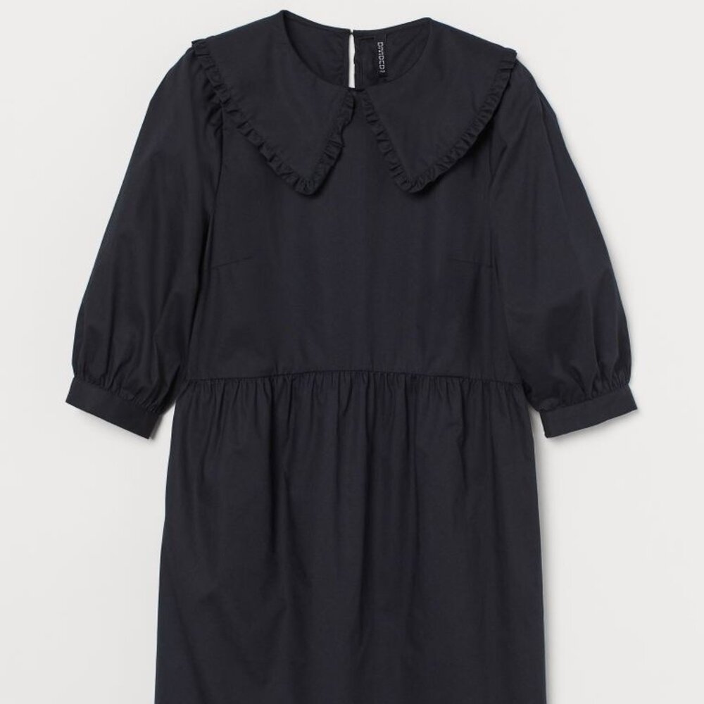 H&M Black Collared Poplin Dress Size S